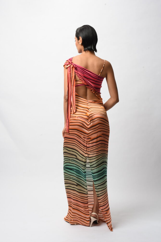 Satin Allure Backless Resort Gown