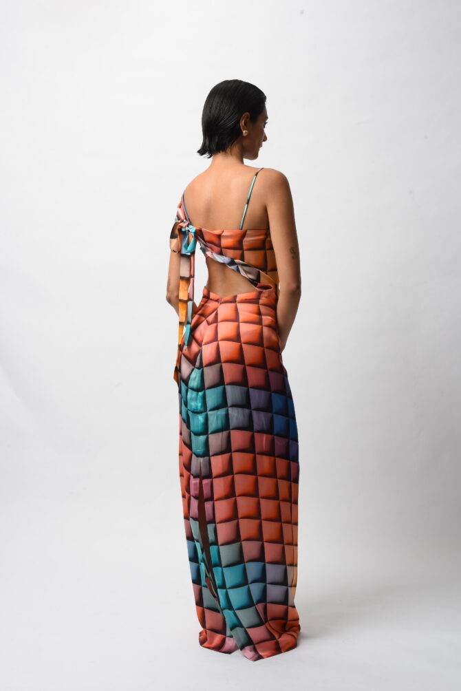 Satin Allure Backless Resort Gown