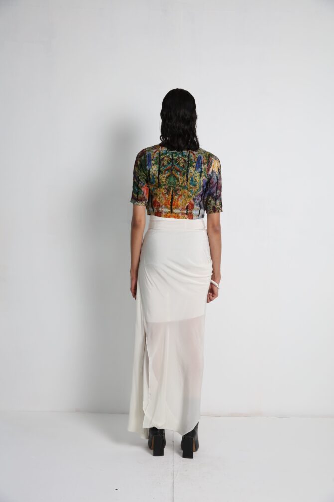 Short Jacket with Draped Skirt and Bralette