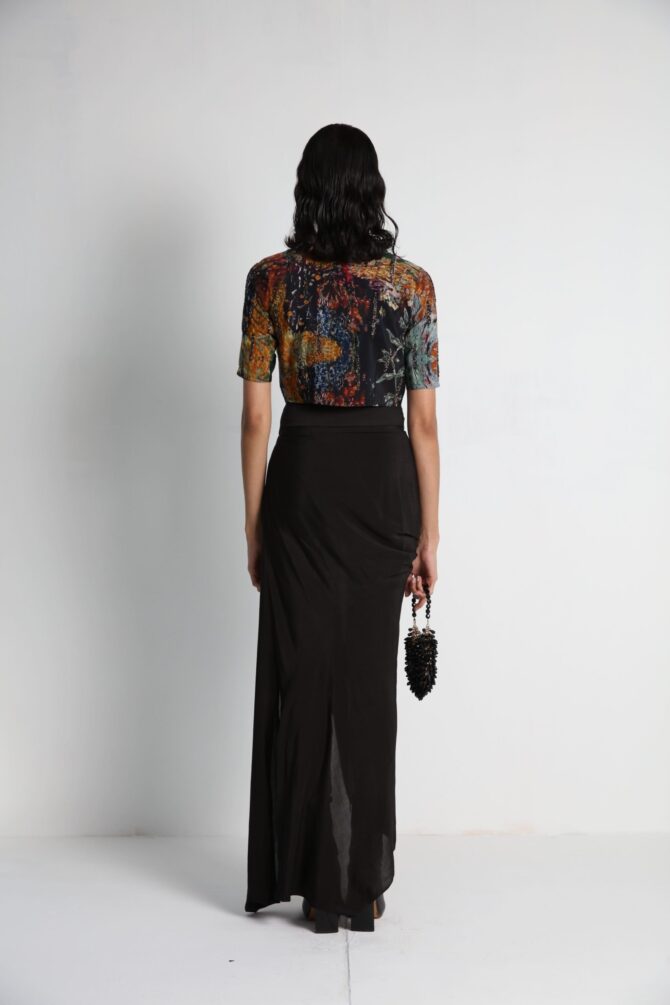 Short Jacket with Draped Skirt and Bralette