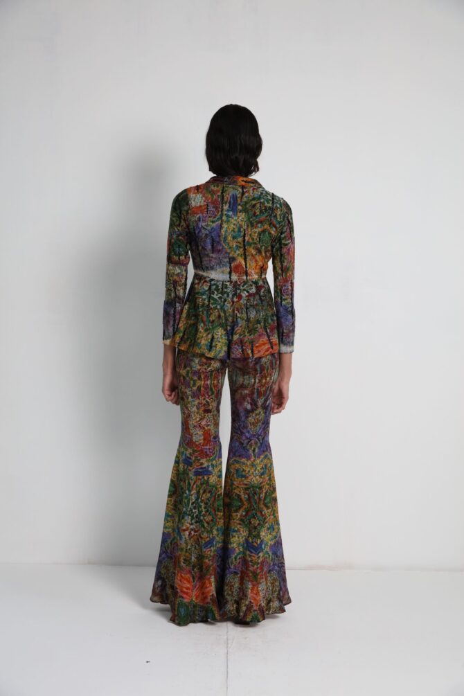 Long Jacket with flared pants and Bralette