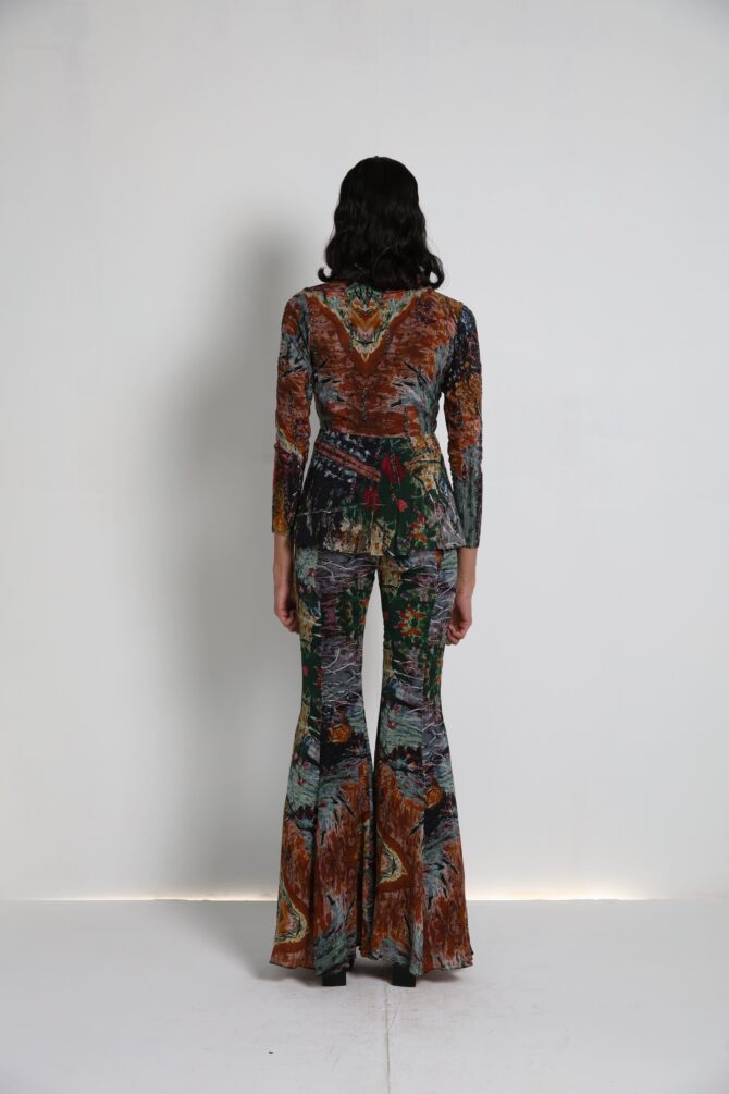 Long Jacket with flared pants and Bralette
