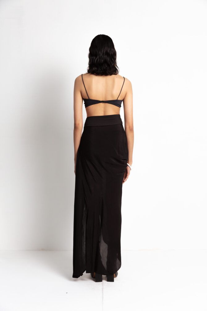 Long Jacket with Draped Skirt and Bralette